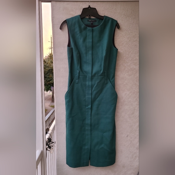 Judith and Charles green work sheath dress - sz 2 - Picture 3 of 9